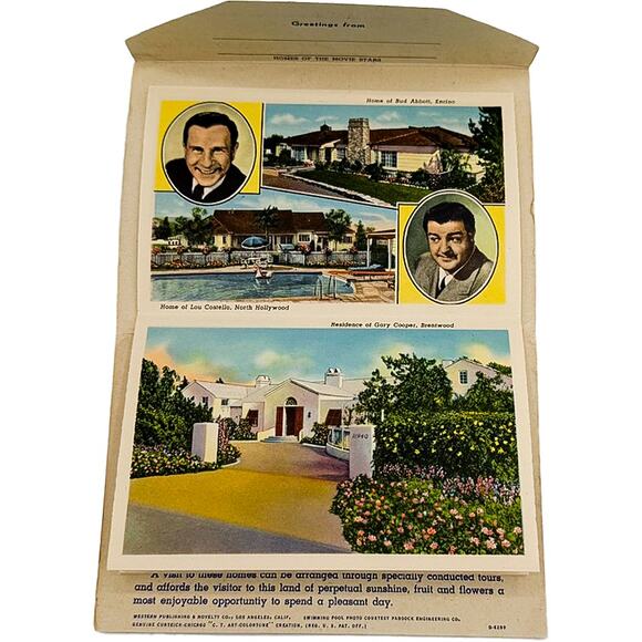 Vintage 1940 Postcard Folder Homes of the Movie Stars Hollywood Los Angeles - Picture 4 of 8